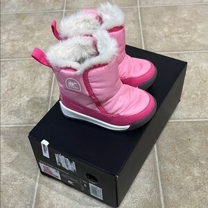 Sorel Kids' Pink Snow Boots with White Fur